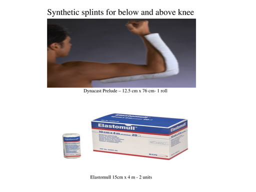 Synthetic splints for below and above knee